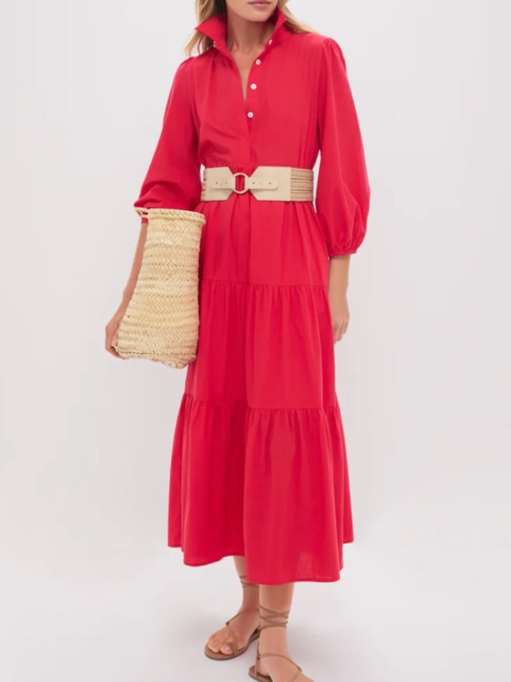 Tuckernuck Pomander Place Hibiscus Red Cotton Mabel Maxi Dress pink m medium